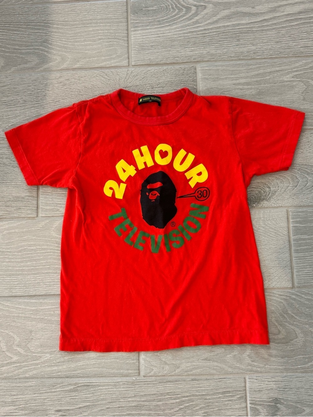 A BATHING APE BAPE X 24 HOUR TELEVISION T-Shirt Size PP/XS VGUC